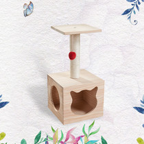 Solid wood mini cat nest one cat tree cat scratch board small cat jumping platform cat toy sisal cat villa cat climbing frame