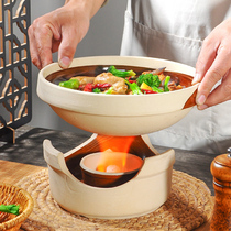 Solid alcohol stove small hot pot commercial household dry pot pot restaurant special pot ceramic casserole soil bowl stove