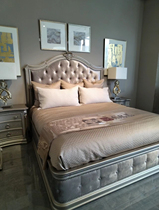 American art Zhuyuan solid wood bed 1 8 meters original fabric soft package double villa bedroom wedding bed high-end carved bed