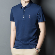 High-end Embroidery T-shirt Male Short Sleeve Summer Middle Aged Dad Summer Clothing Business Casual Turtlenecks Men Polo Shirts Tide Cards