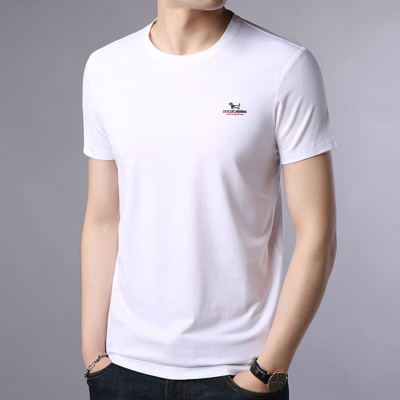 Ice Silk Modale Cotton Short Sleeve T-shirt Male Round Collar Summer Thin half sleeve loose casual men's high-end undershirt