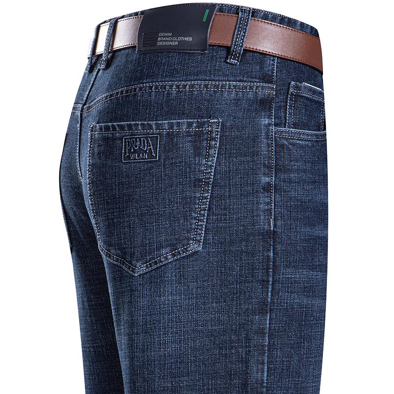 Jeans Men's Summer Slim 2022 New Elastic Business Straight-cylinder loose middle-aged Chaobots men's high-end pants