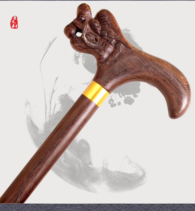 Ông già có vòi gỗ chắc chắn đi bộ leo gỗ chống trượt đi bộ dính cánh gà - Gậy / gậy gậy cho người già chống trượt có đèn led
