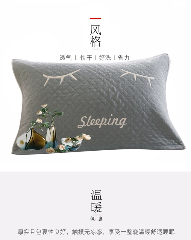 Hai đôi vỏ gối Jie Liya bông gạc gối cao cấp Cặp đôi độc thân gối một đôi bông ba lớp - Khăn gối áo gối