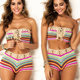 2020 Hot Selling European and American Style Hand-Crocheted Vacation Beach Swimsuit Two-Piece Colorful Set Sexy Outdoor Yoga