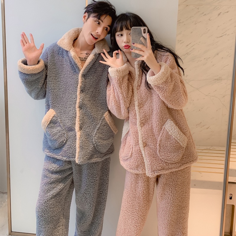 VIRRI CIAGA ~ gentle autumn and winter big V Recommended small fragrant wind thickened lamb suede lovers sleeping suit