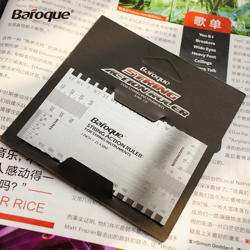 Baroque stainless steel string pitch measuring ruler Electric folk guitar bass string height measuring neck adjustment tool