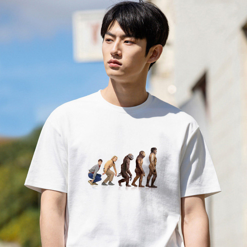 Hard to human degeneration theory T-shirt men's shirt haven short sleeve clothes summer student soft body-shirt couple clothes