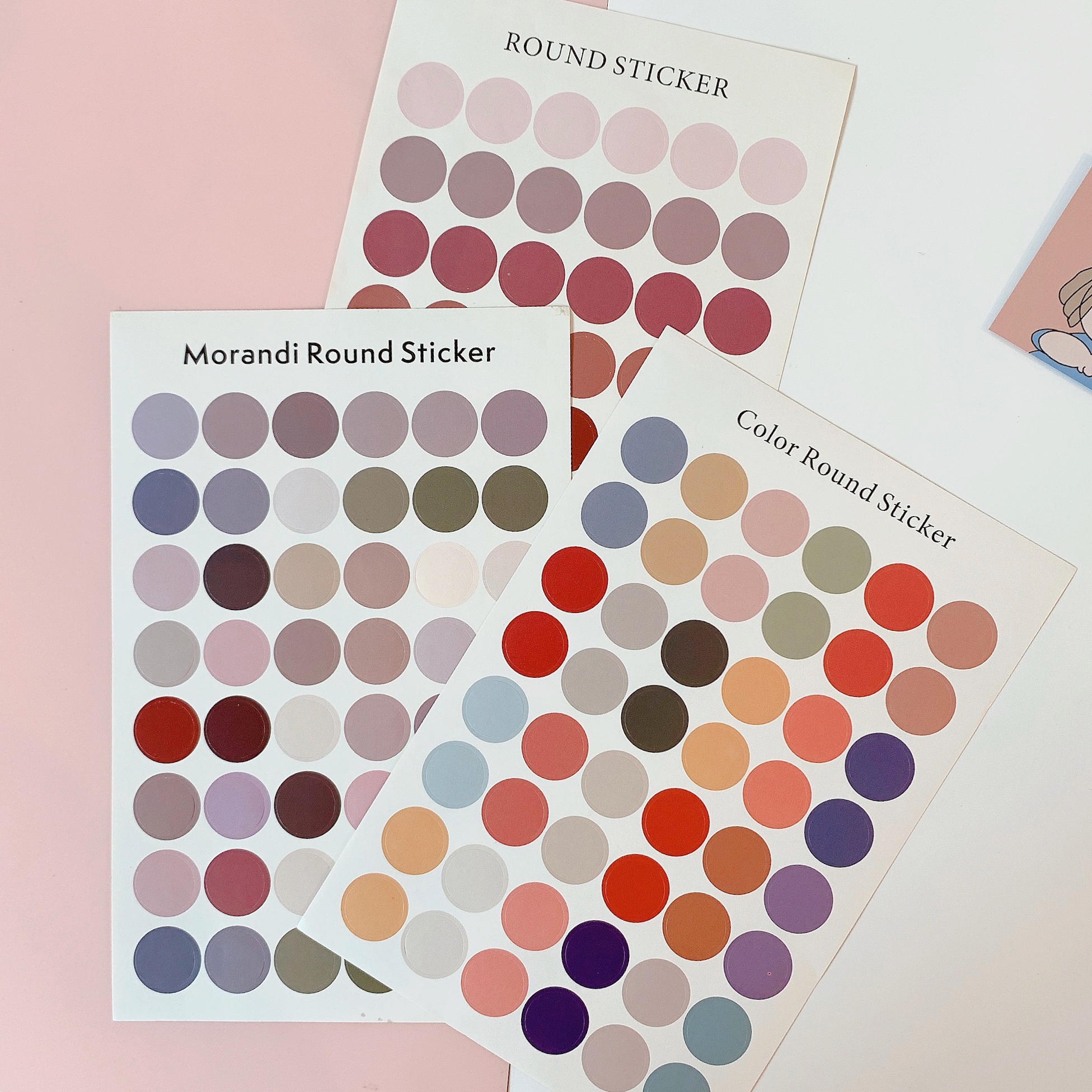 Girl heart screening room ins wind custom 48 stickers color dot stickers Wall card round hand account stickers