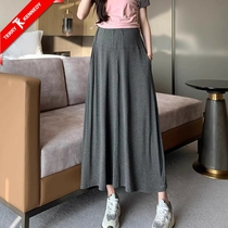 Modal skirt for pregnant women with pockets summer thin outer wear large size 200 pounds belly support skirt large hem A-line skirt