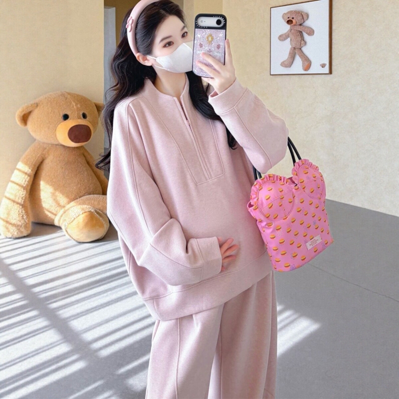 Stylish Maternity Wear for Pregnant Women, High-End Sports Sweatshirt Set for Early Autumn, Long-Sleeved Top and Pants That Don'T Squeeze the Belly Stylish Maternity Wear for Pregnant Women, High-End Sports Sweatshirt Set for Early Autumn, Long-Sleeved Top and Pants That Don'T Squeeze the Belly