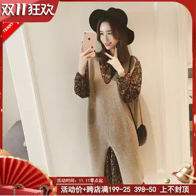 Maternity dress early autumn suit tide fashion floral skirt two-piece fashion personality out net red spicy mom dress