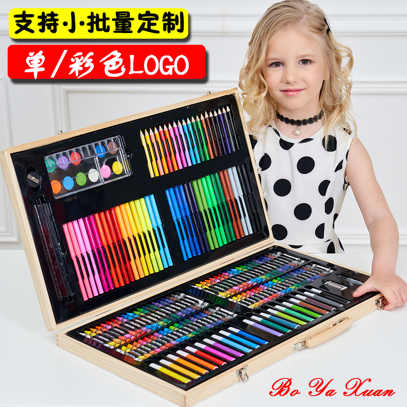 Children's Drawing Tools Set Painting Brush Watercolor Pen Set Wooden Box Brush Gift Box 36 Color Drawing Tools Can Be Customized