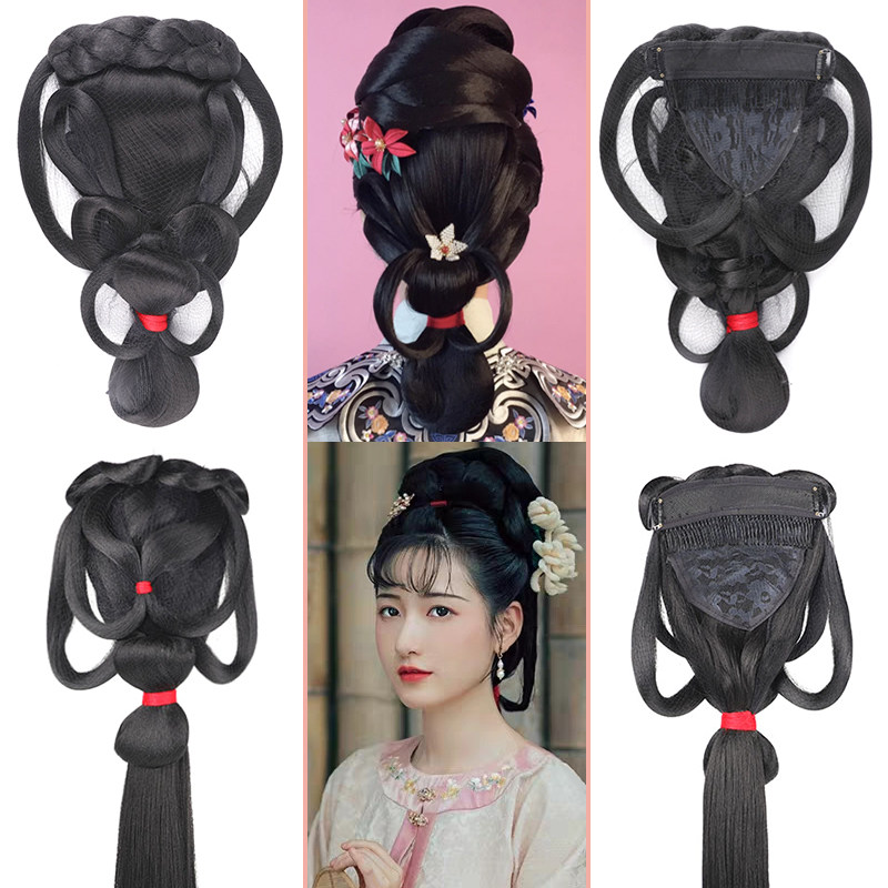 Ming-made Song-made Rear Area Hair Bag One-piece Bridal Wig Tang Feng Hanfu After the Brain Spoon Ancient Dress Styling Gig Hair-Taobao
