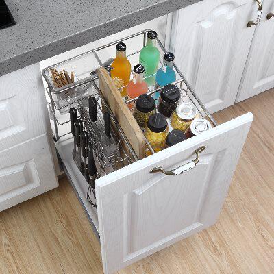 Stainless steel holistic cabinet flavor basket kitchen drawer drawer cabinet damping drawer cutter frame shelf 304