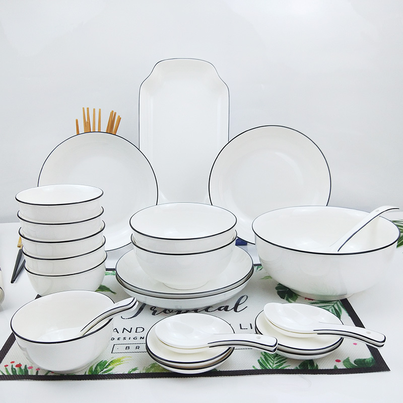 Japanese tableware bowls and dishes set bowls and plates combination household tableware light luxury modern Nordic net red ins dishes simple