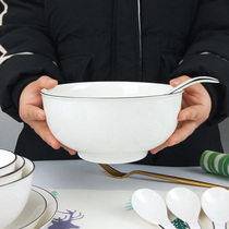 Big bowl 8 inch soup bowl ceramic noodle bowl home large Nordic Creative Bowl single medium bowl 6 inch White eating noodle bowl