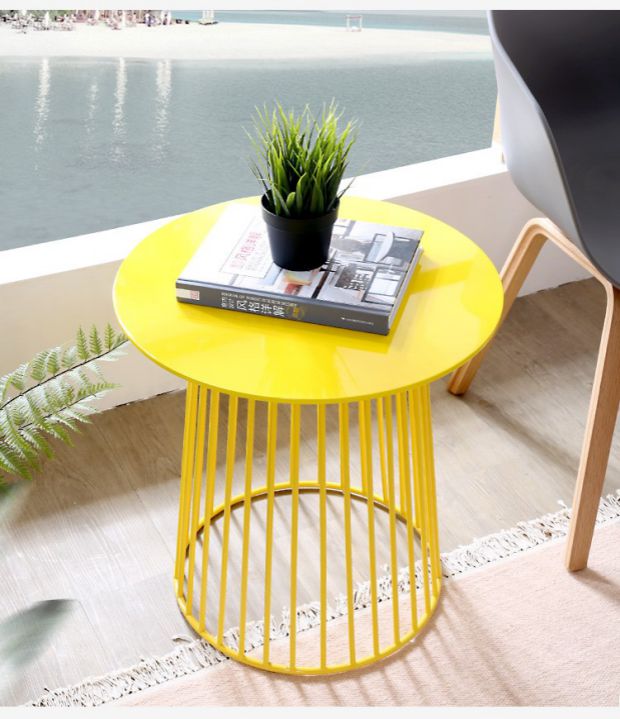 Bàn cà phê sắt rèn Bắc Âu đơn giản căn hộ nhỏ phòng khách đồ nội thất sáng tạo lưới đỏ tròn bên vài góc sofa hiện đại - Bàn trà bàn trà phòng khách
