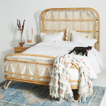 Nordic ins rattan bed hotel apartment double bed Indonesian rattan furniture simple creative bedroom B&B rattan bed