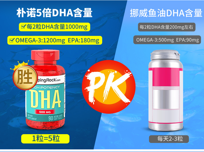 Dầu cá DHA của Mỹ giúp tăng cường trí não để tăng cường trí nhớ, học sinh nhỏ tuổi, trẻ em, sản phẩm dinh dưỡng và sức khỏe người lớn 2 chai - Thức ăn bổ sung dinh dưỡng viên uống canxi
