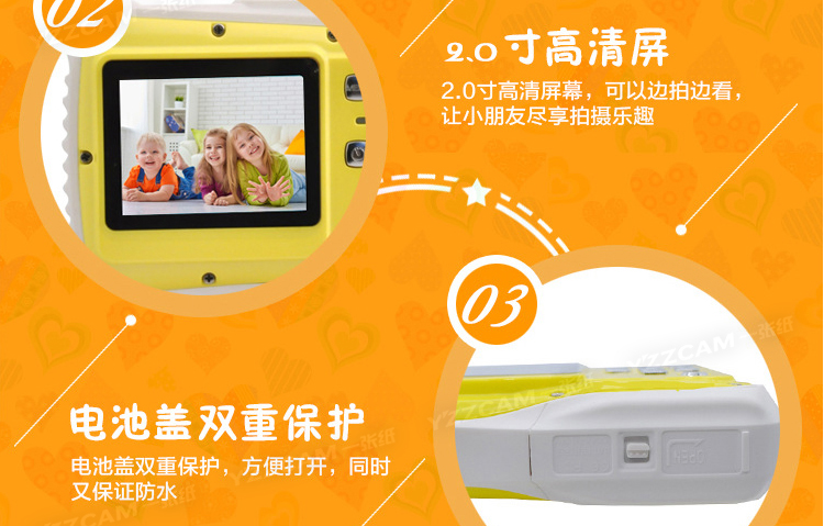 Máy ảnh trẻ em dưới nước du lịch bơi máy ảnh mini dễ thương phim hoạt hình không thấm nước thả HD camera quà tặng dv - Máy quay video kỹ thuật số máy quay phim sony