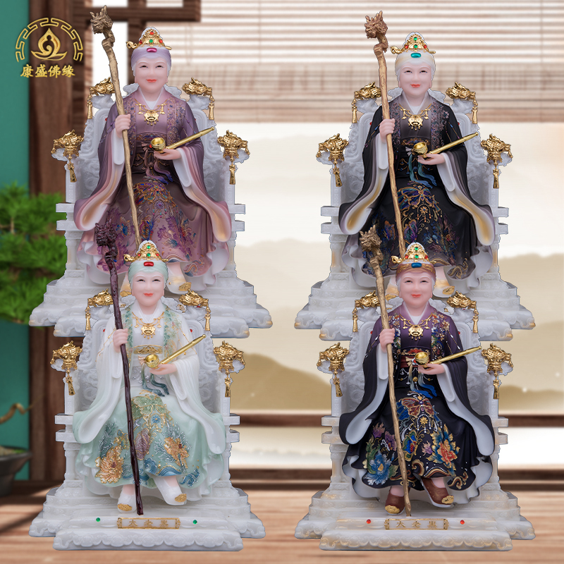 Black Elderly Woman Statue, Northeast Black Mother Home Decoration for Safety, Black Grandma, High-End Pure Handmade White Marble Ornament