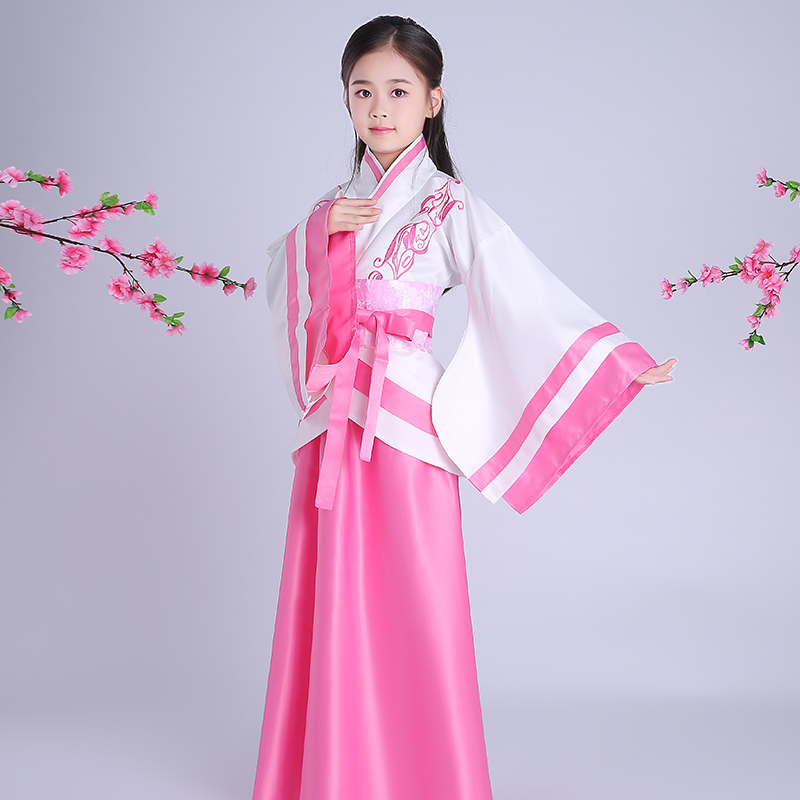 Children's ancient costume Hanfu embroidered song train girls ancient costume spring and autumn girls Hanfu ethnic style stage performance