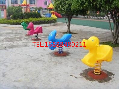 New kindergarten outdoor community park amusement children spring rocking horse plastic spring rocking music toys