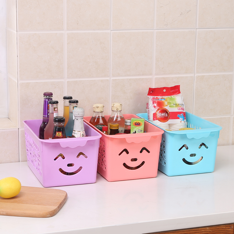 Smiling face storage basket kindergarten toy storage basket desktop overall cabinet bathroom storage sundries storage box 3