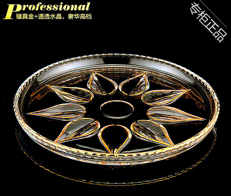 Crystal fruit tray glass snacks tray fruit tray set flat tray tea cup high foot tray bread tray Tray Makeup Tray