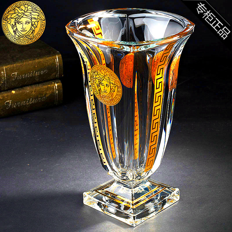 Czech imported crystal European style vase flower arrangement flower vase soft decoration home glass decoration high-end vase decoration