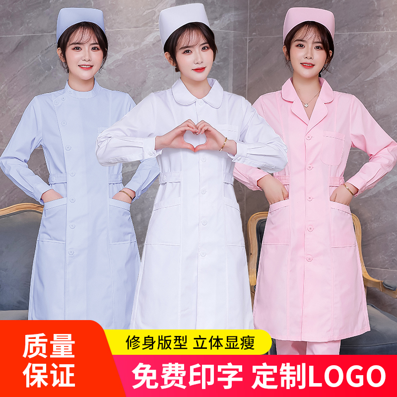Nurse's uniform long sleeve women's winter wear thick summer short sleeve white coat doctor dress beauty salon pharmacy uniform overalls