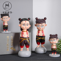Nezha character ornaments Nezha movie childrens hand-made doll ornaments Car shaking head ornaments China gift gifts