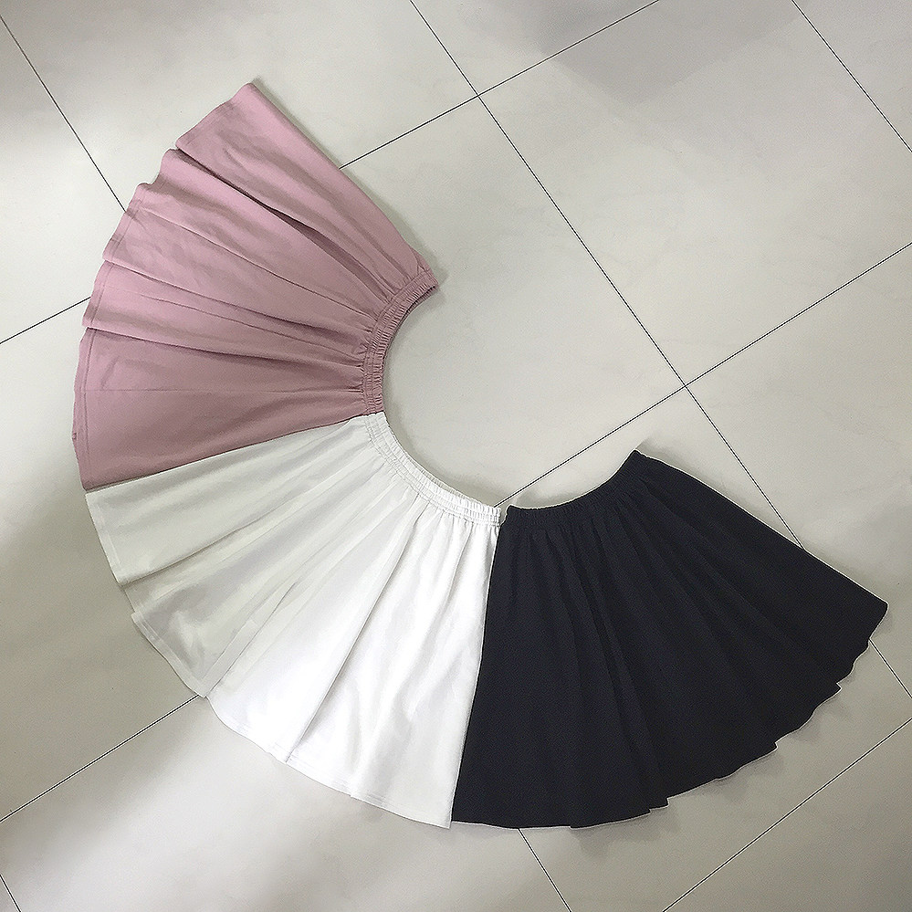 Solid color terry skirt W