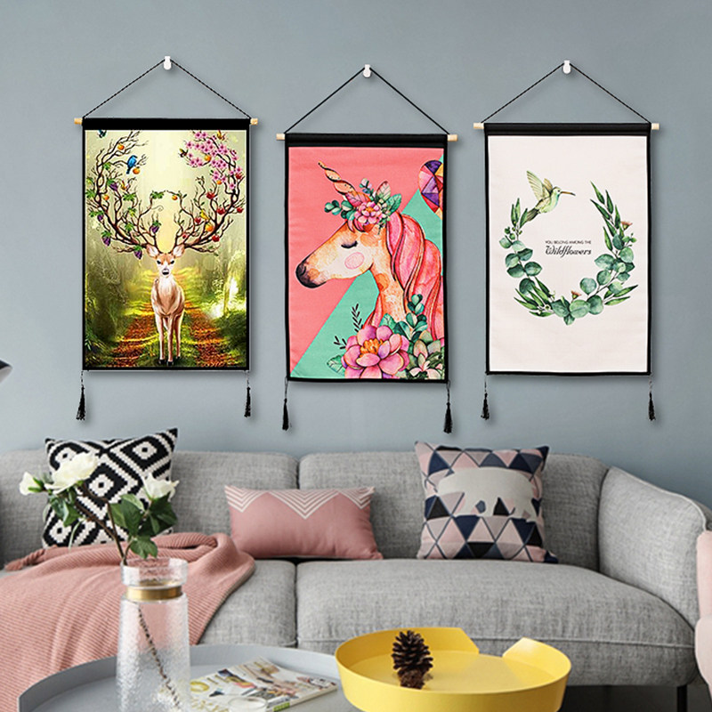 Nordic hangs in background cloth wall decoration painting bedroom meter box to block girls living room cute wall hanging