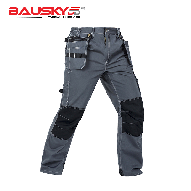 Bauskydd Multi-Pocket Polyester-Cotton Work Pants for Men, Spring and Autumn Security Long Pants, Durable and Sturdy Mechanic's Uniform