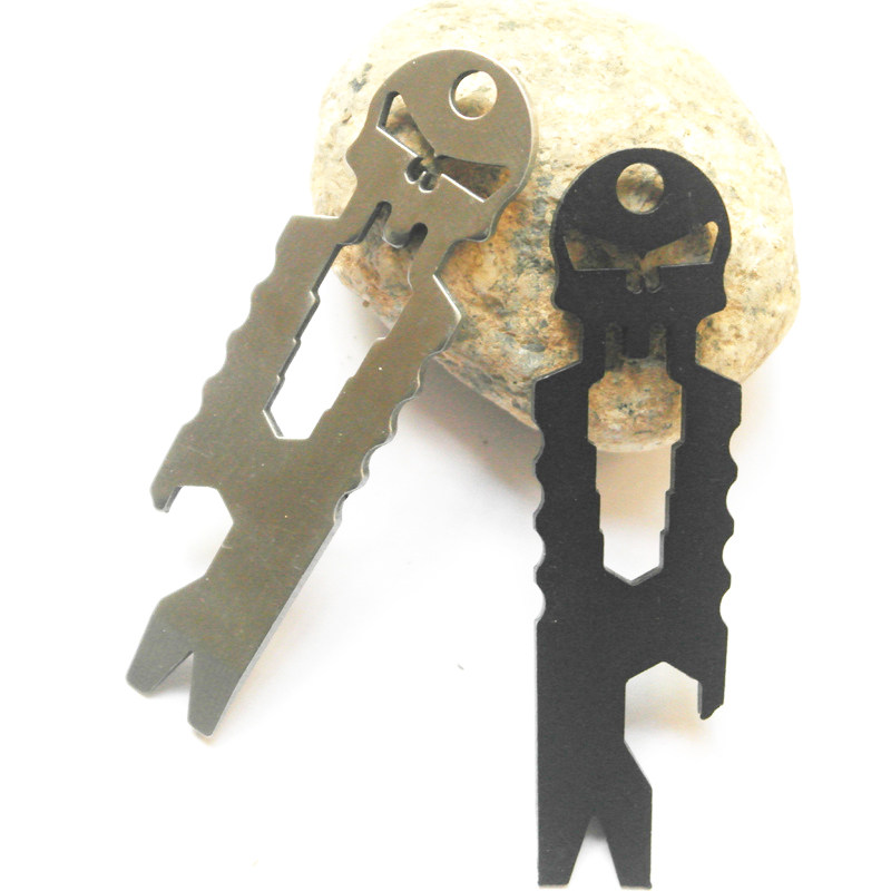 Stainless steel tactical EDC carry-on pocket multi-function tool titanium skeleton keychain stick screwdriver crowbar