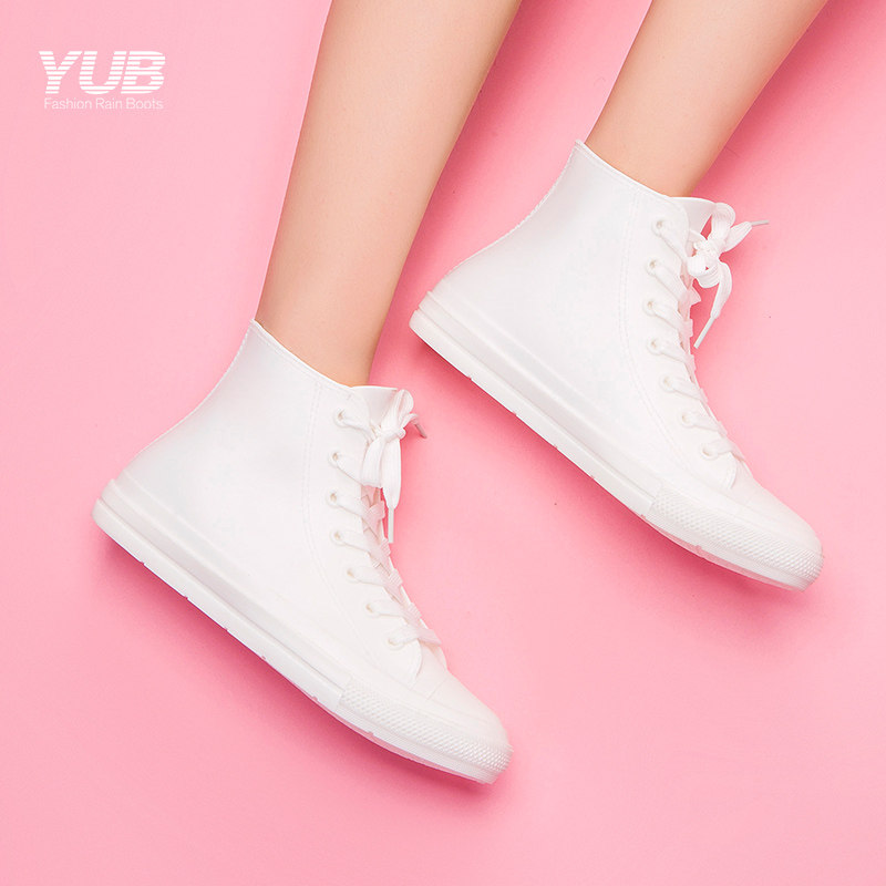 YUB rain shoes Women's Korean version of non-slip rubber shoes water boots urban water shoes fashion galoshes short tube rain boots rubber shoes