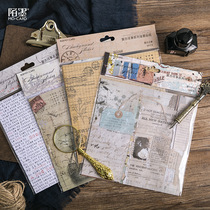 Mo Mo retro past background stickers nostalgic English building collage DIY hand account decoration items packaging stickers