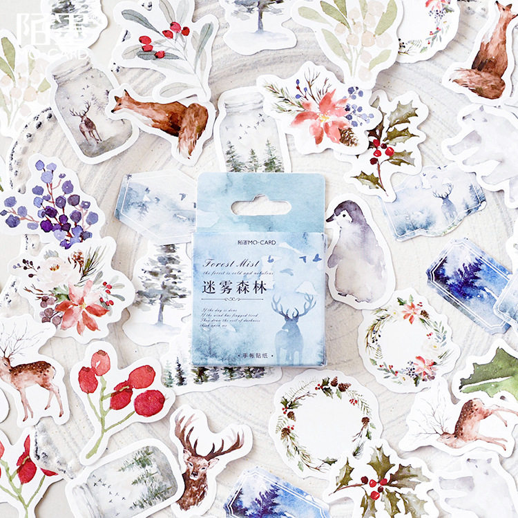Strangling Ink Cartridges adhesive sticker Fog Forest Winter Snow Jungle Animal Hands account Decorative Christmas Paste Painting