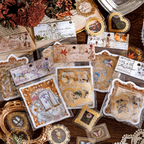 Strange PET stamping sticker bag Baroque Post Office Retro Border Butterfly Flower hand decorated transparent paste