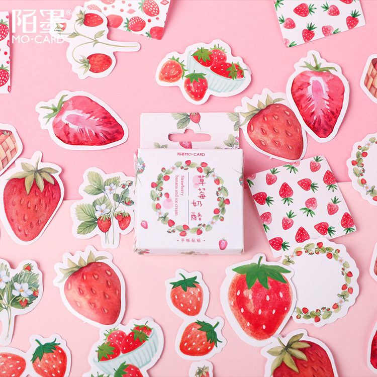 Strangeness Cartridges Clothing Stickers Strawberry Cheese Delicious Strawberry Fruit Vine Branches DIY Handbills Decorative Adhesive Sticker