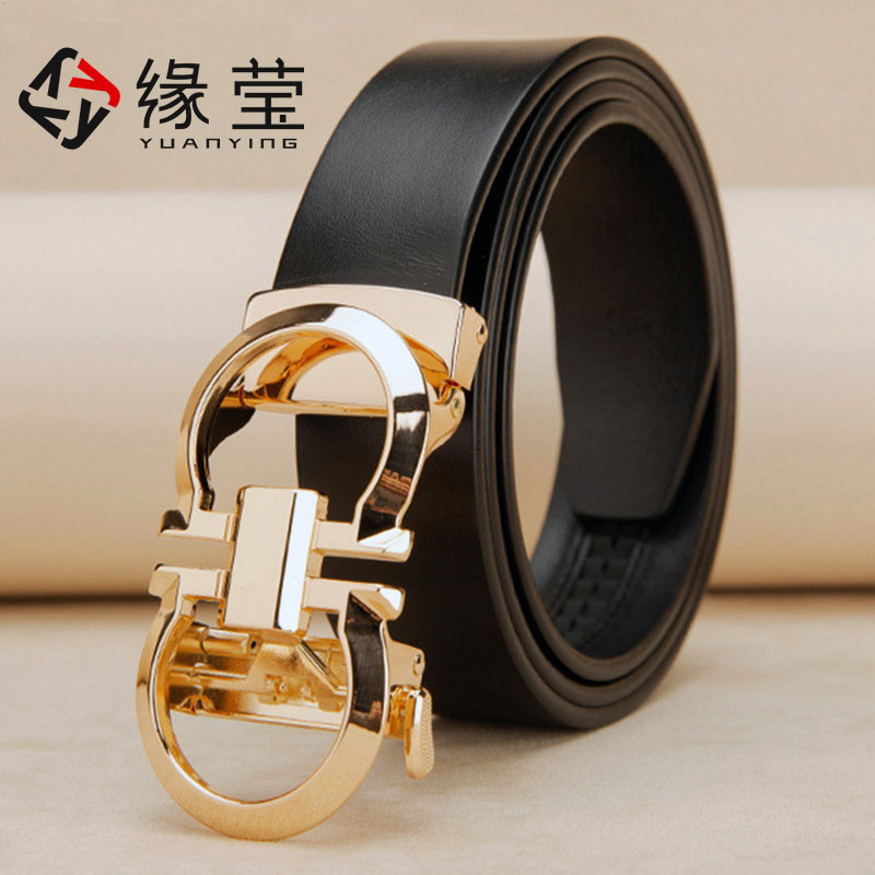 Luxury lazy automatic buckle belt men's leather famous brand Korean version all-match men's high-grade pure cowhide belt