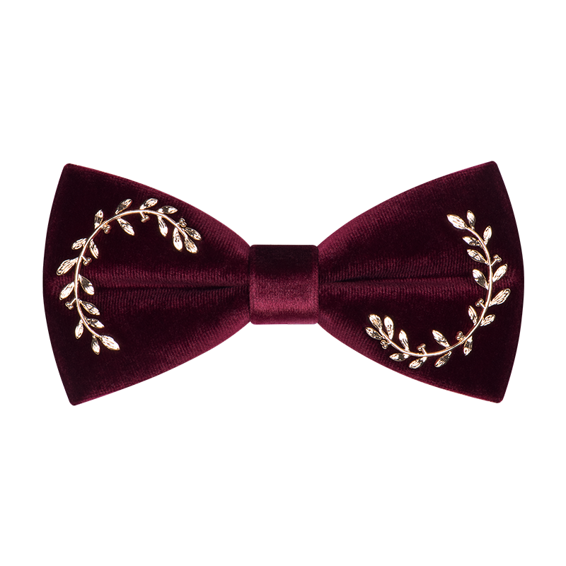 Andywu velvet wine red leaves handmade tie men wedding wedding bow clock cooker