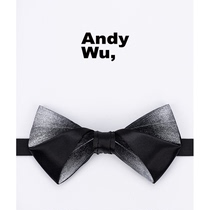 Andy Wu Black and white Galaxy patchwork handmade feather bow tie mens wedding pot tie mens and womens British wedding