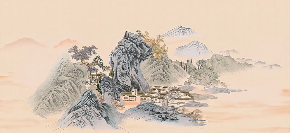 新中式复古背景墙