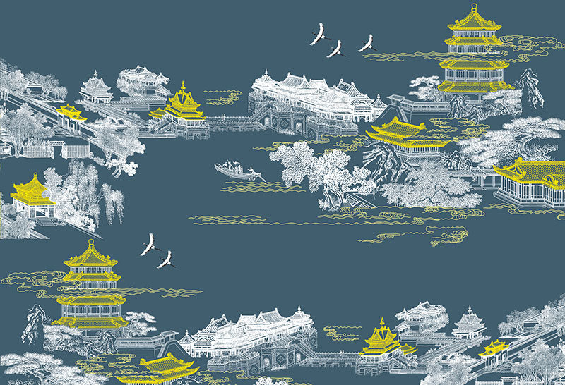 背景墙新中式金色