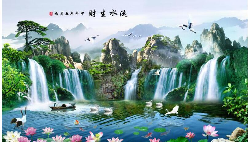 碧水青山风景画中