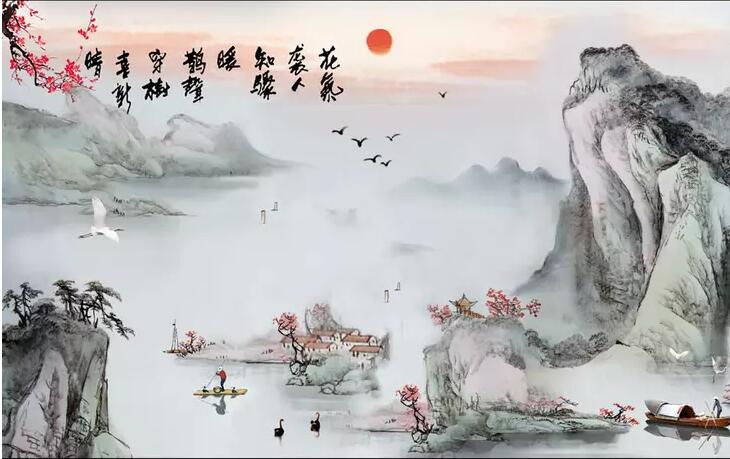 中国风水墨画客厅