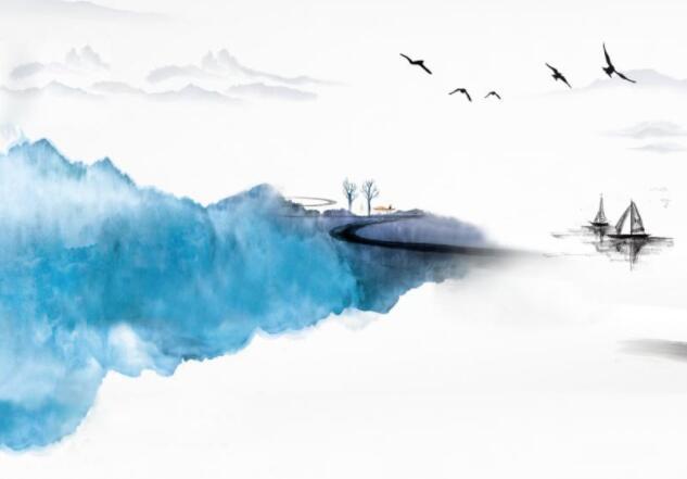 蓝色 抽象 水墨